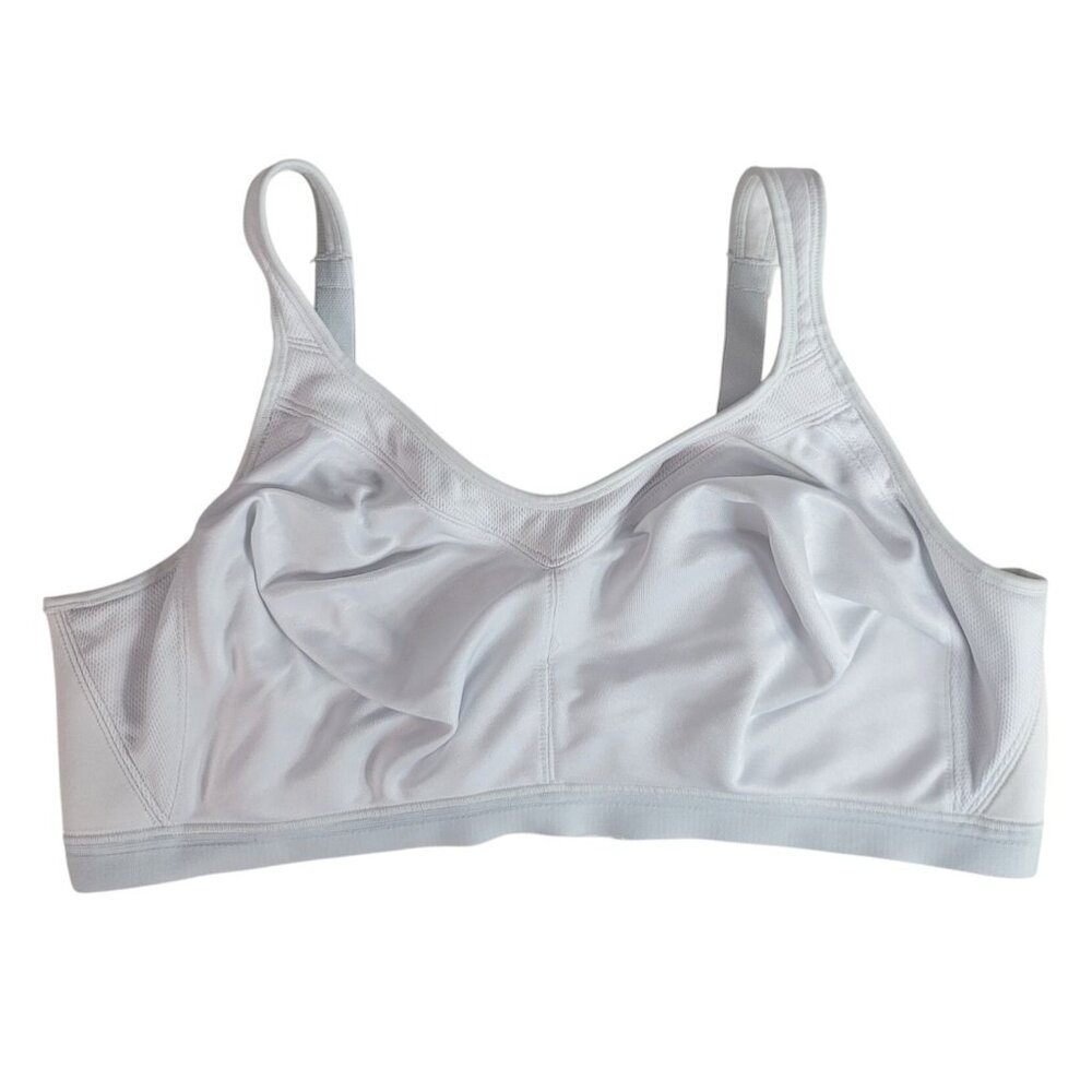 Playtex 18 Hour Wirefree Bra White 44DD Active Breathable Comfort Straps #4159